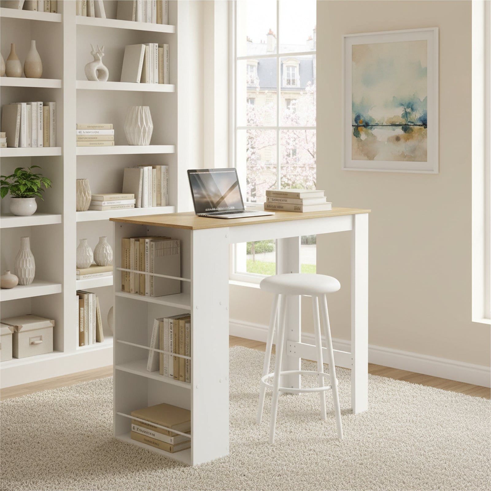Eggree – Table De Bar Avec Rangement – 112 X 57 X 106 Cm – Design