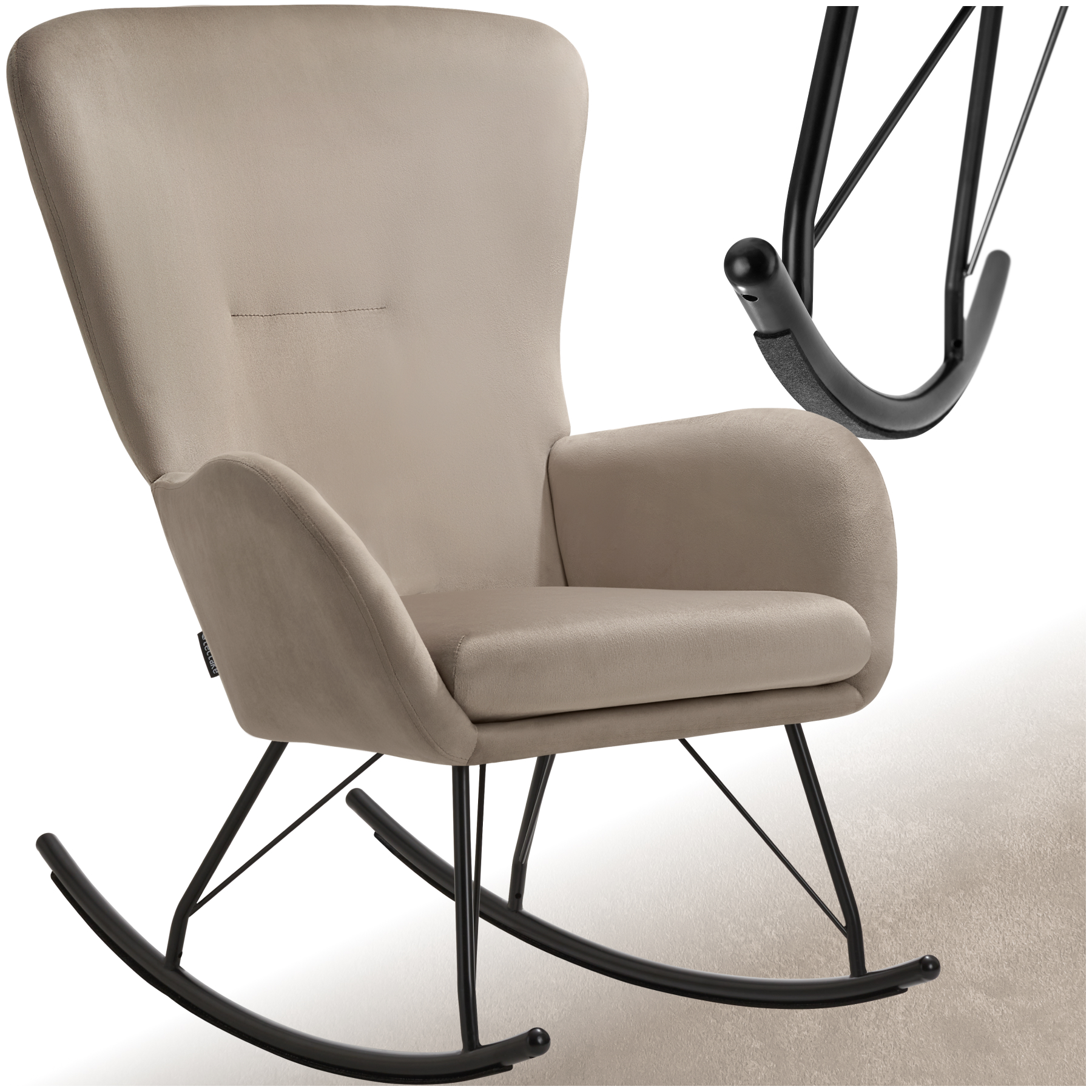 Fauteuil À Bascule Rembourrage Épais Avec Revêtement En Velours Grande