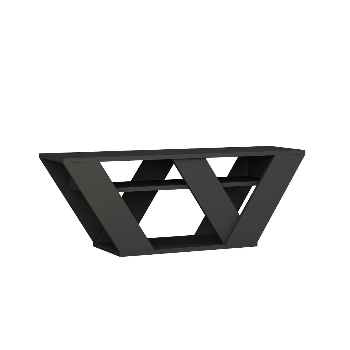 Toilinux Anthrazit - Tv-Möbel 3 Regale L110 Cm - Pipralla
