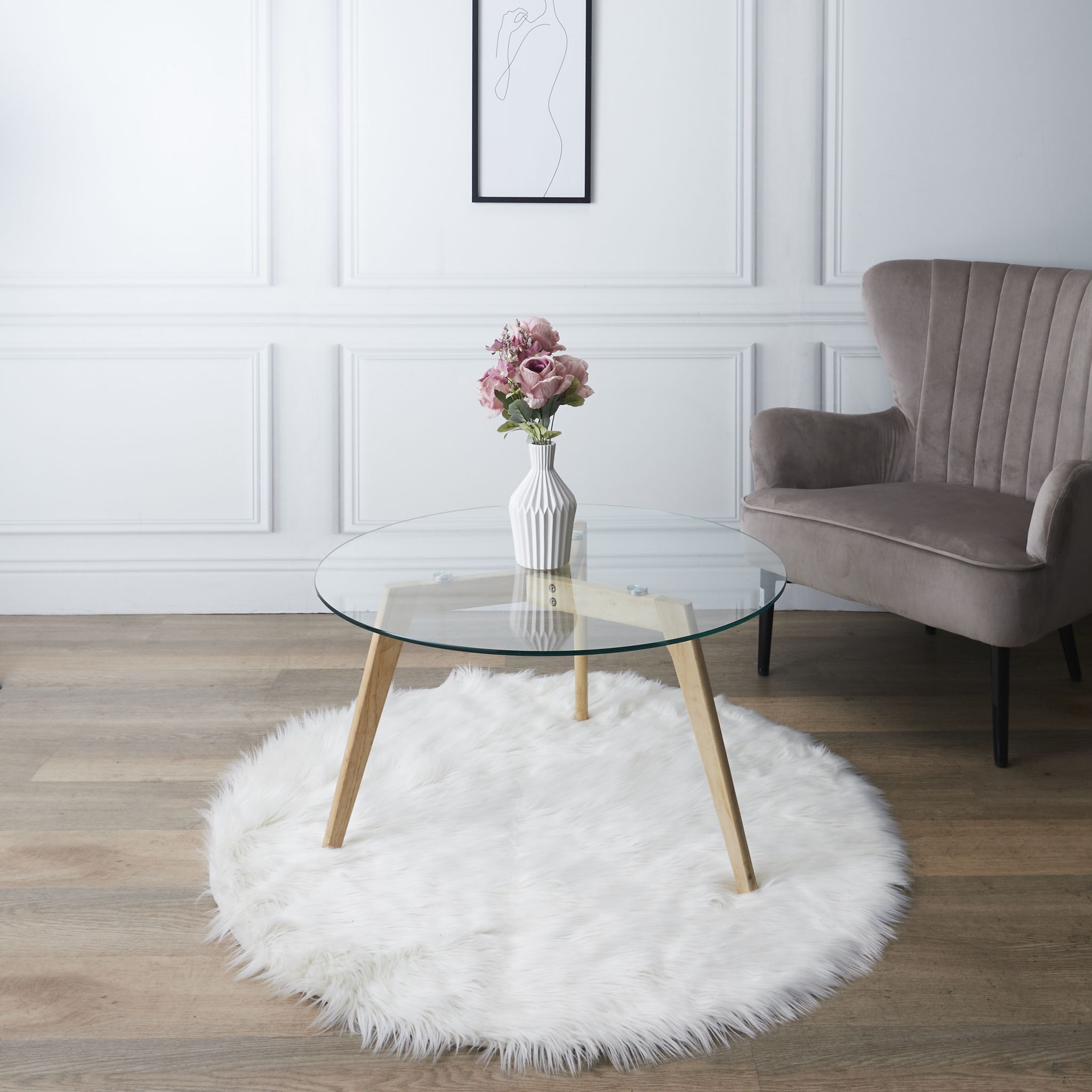 The Home Deco Factory - Table Basse Ronde Design Bois Et Verre Alexia