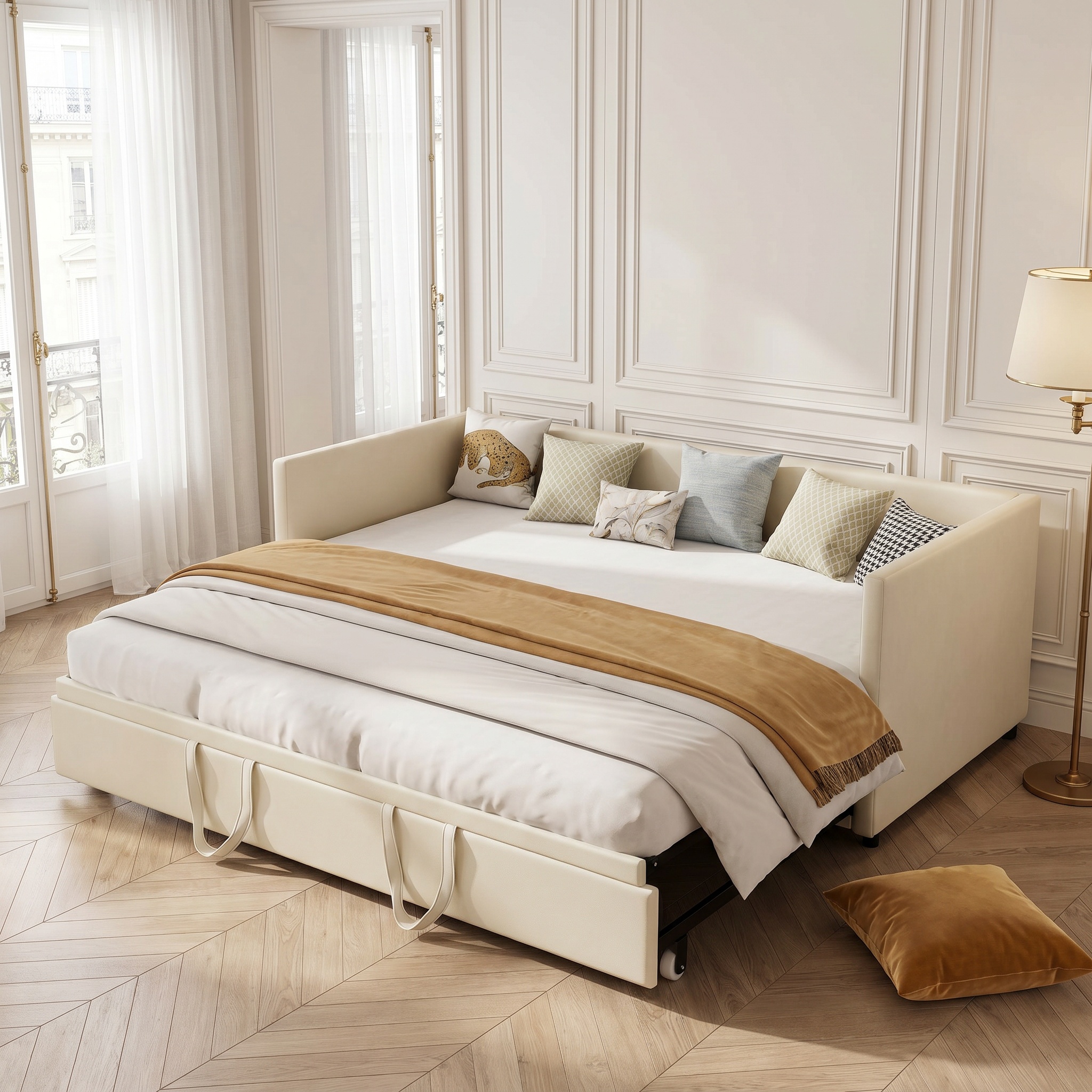 Lit Gigogne 90/180×200, Canapé Lit Extensible
