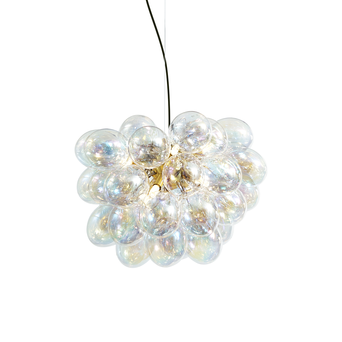 Art-deco-hängelampe Gold Mit Regenbogen-glas 50cm 8-flammig - Uvas