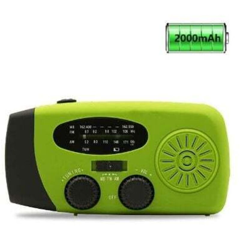 Radio Meteo Di Emergenza A Energia Solare, Kit Antisismico, A Manovella, Autoalimentata, Am/fm/wb, Radio Di Sopravvivenza A Manovella, Torcia A Led, Power Bank Da 2000 Mah Per Iphone E Smartphone (ver