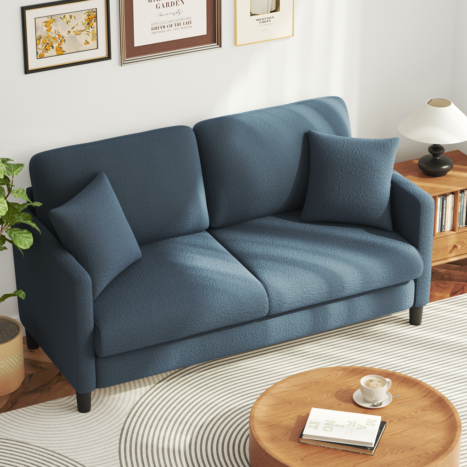 Keepbuying - Canapé 2 Places En Velours Teddy,canapé Droit Confort En