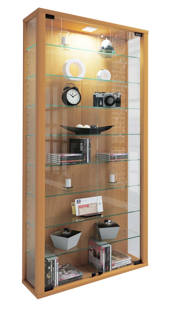 Vcm Braun Vitrine + Buffetschrank, Sammel Stand Vitrine Holz Glas Lumo Maxi (59 X 18 X 113 Cm) - Image 4