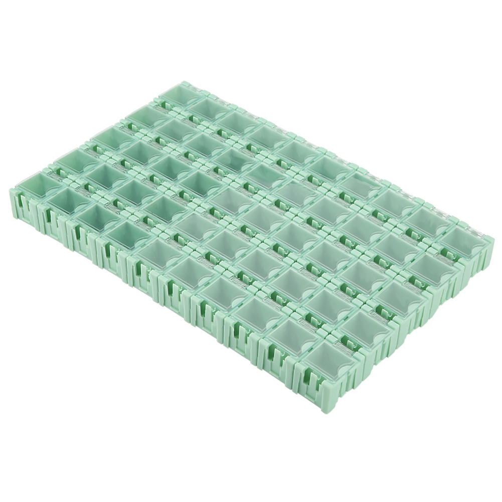 Boîte de rangement SMT à verrou autobloquant, couvercle transparent, modulable, vert, lot de 50