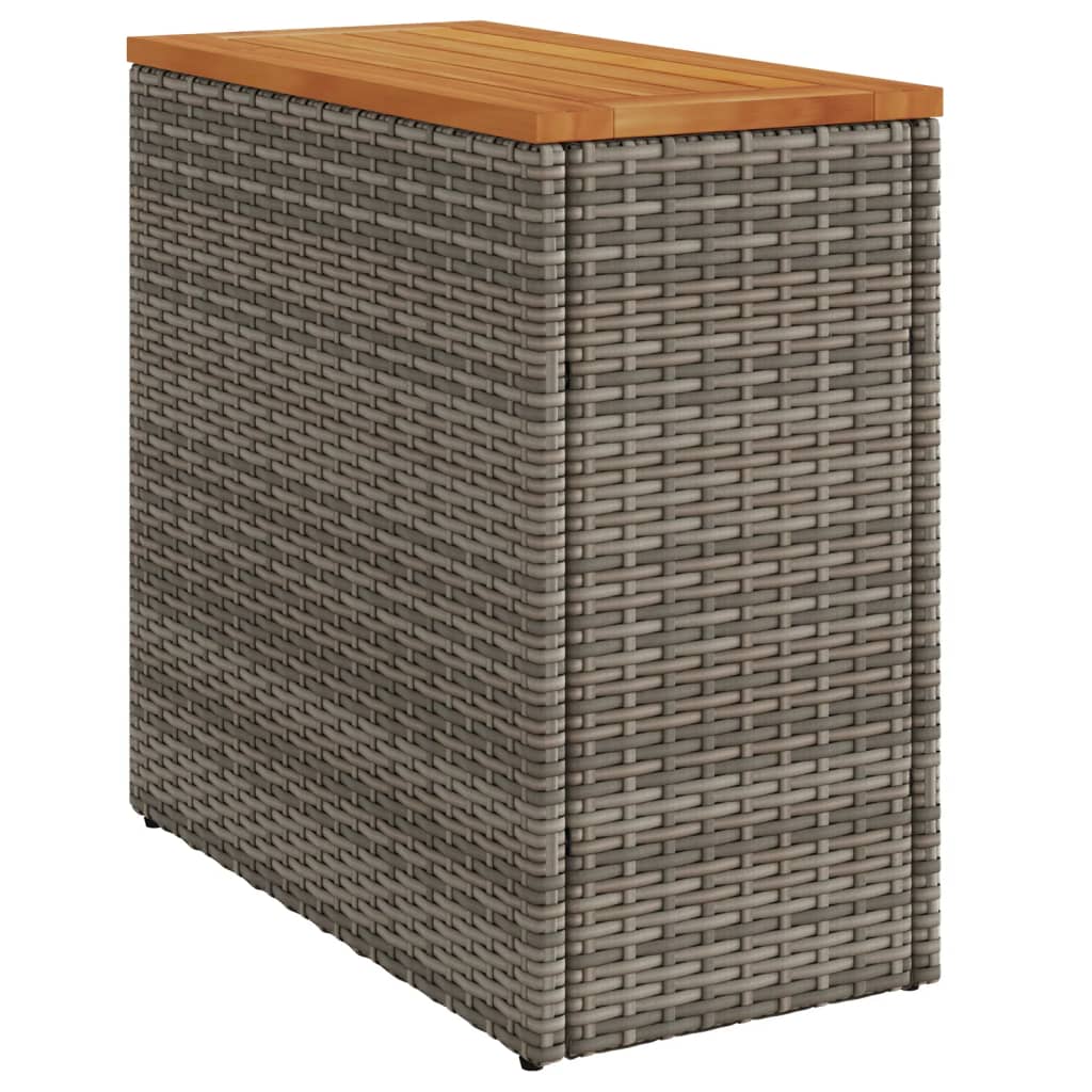 Garten-beistelltisch Mit Holzplatte Grau 58x27,5x55 Cm Rattan Vidaxl