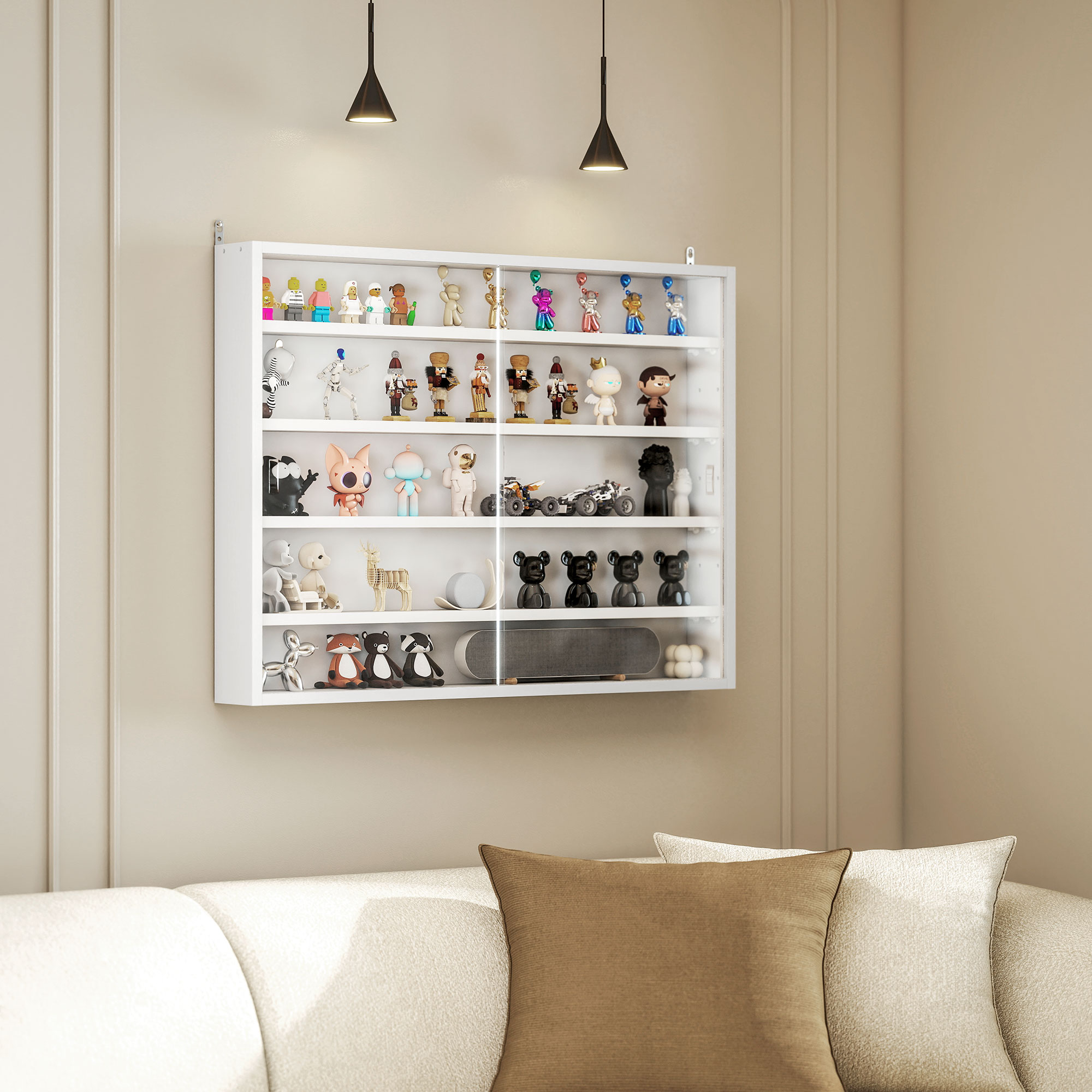 Vitrine Murale Pour Objets De Collection 4 Étagère Réglables En Hauteur