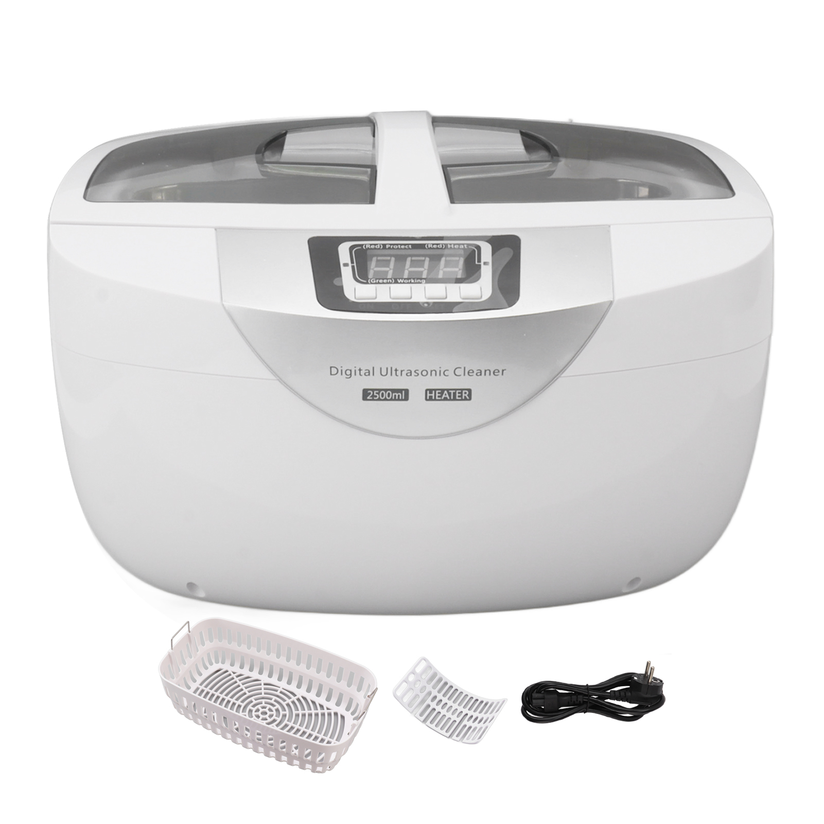 Nettoyeur à ultrasons 2500 ml avec chauffage et minuterie numérique, pour bijoux, lunettes et montres