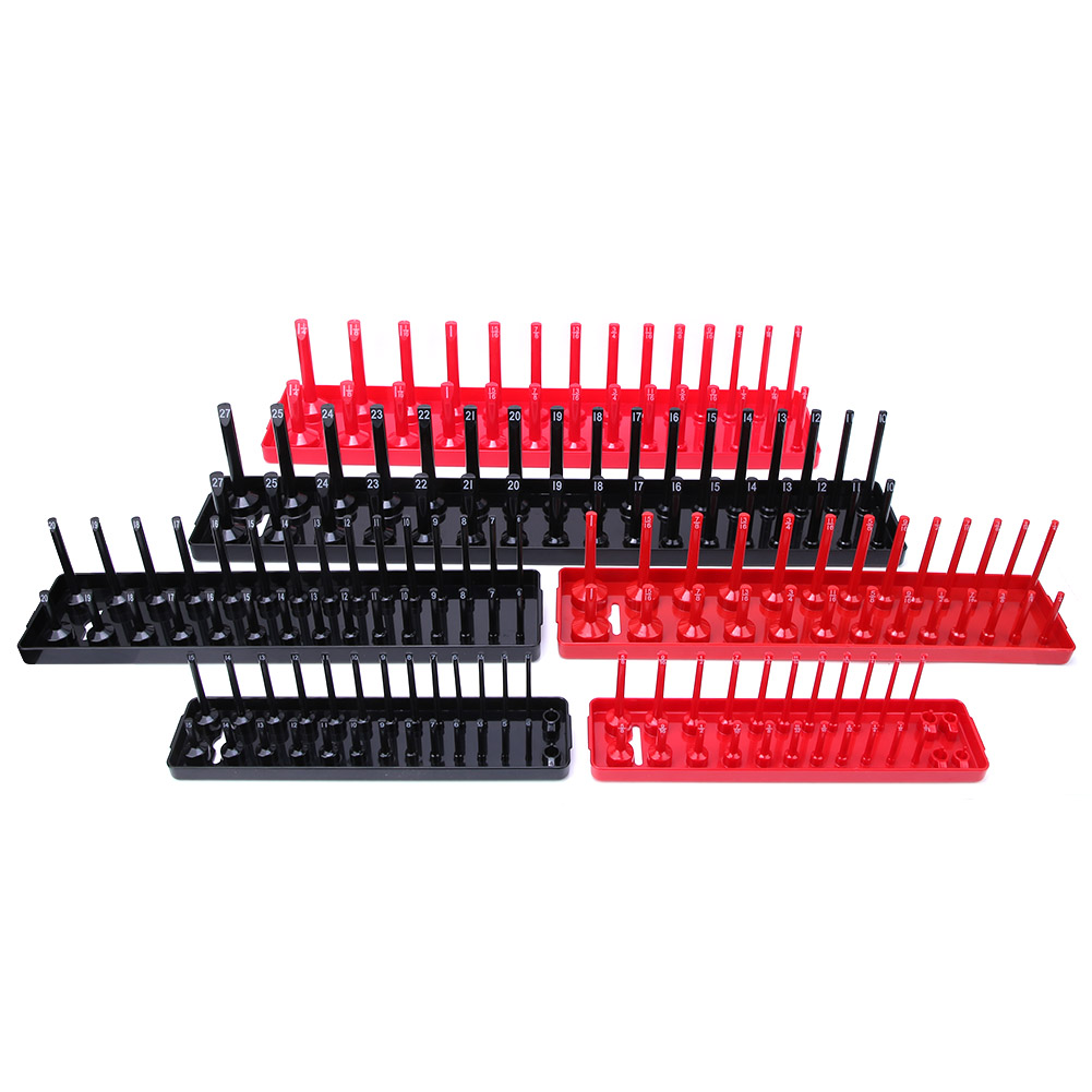 Support de rangement pour douilles, plastique résistant, 6 porte-douilles métriques et pouces, lot de 6