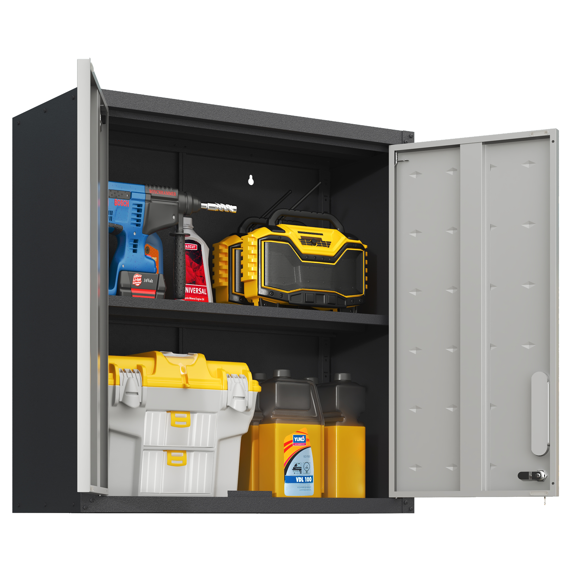 Armoire murale métallique noire, étagère réglable, verrouillage sécurisé, 75x30x77 cm
