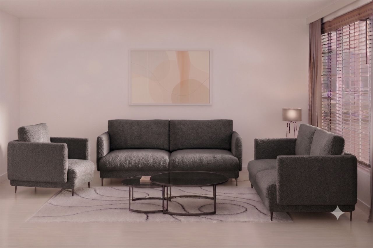 Fun Moebel Sofaset Designersofas Helmer 3-2-1 Stoff Baloo Grafit - Image 2