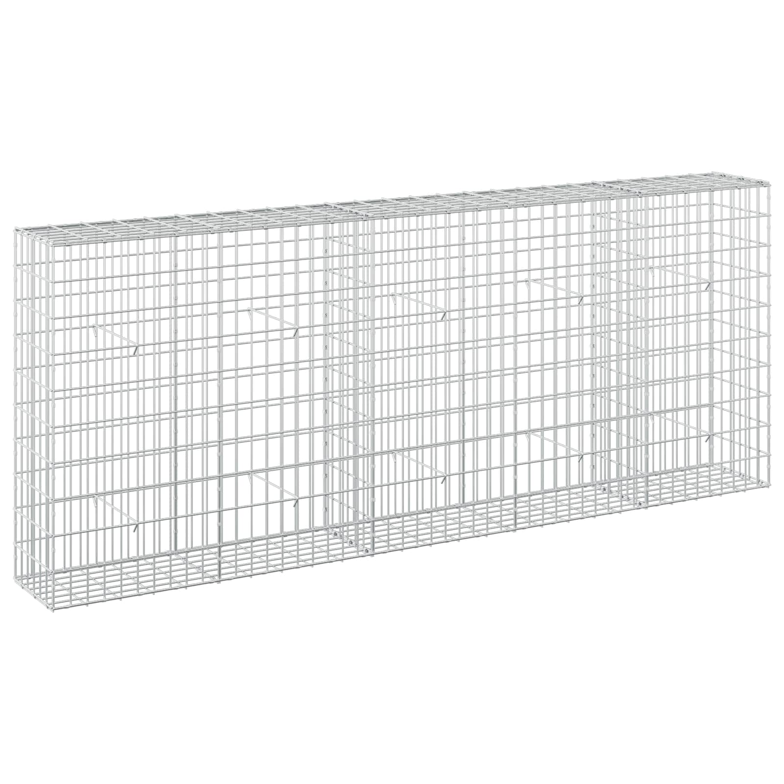 Vidaxl Versilbert Gabione Mit 5 Mm Draht Und 5X10 Cm Maschen 250X30x100 Cm