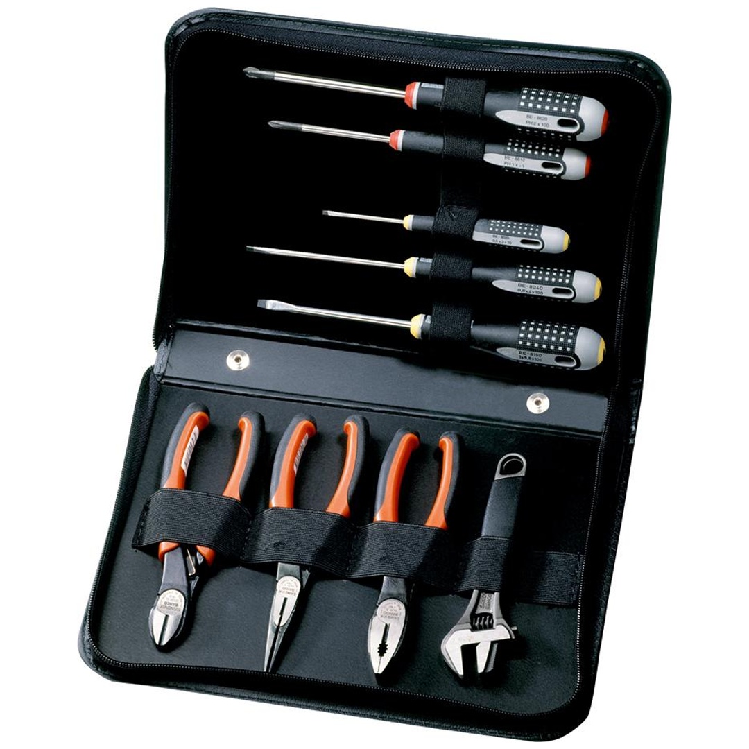 Bahco Mehrfarbig Werkzeugtasche, Zange, Rollgabelschlüssel, Schraubendreher, 7-Tlg.