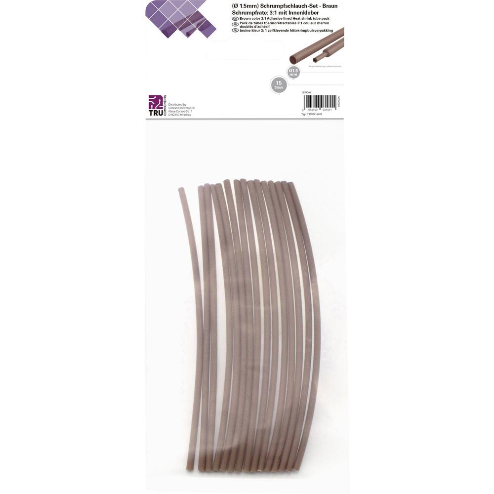 Conrad T1902CA021, Schrumpfschlauch, Braun, Polyethylen, 15 Stück(e), 125 °C, Polybag - Image 3