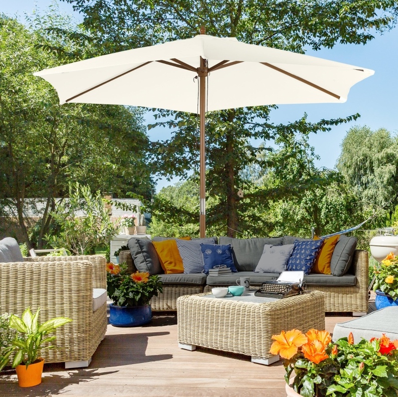 Parasol De Jardin Blanc 2,5 M Avec Protection Uv