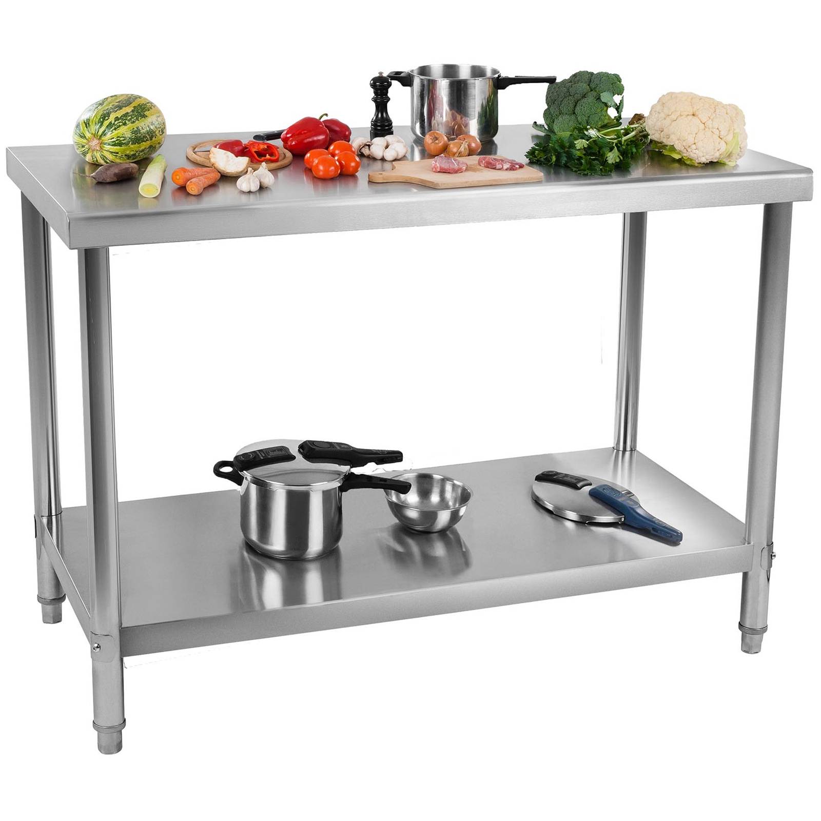 Royal Catering Arbeitstisch Neu Edelstahl Gastro Tisch Edelstahltisch Boden 1,2X0,7M 4260223024818