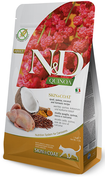 Farmina Nd Quinoa Grain Free Skin Coat Codorniz Gato 1.5 Kg