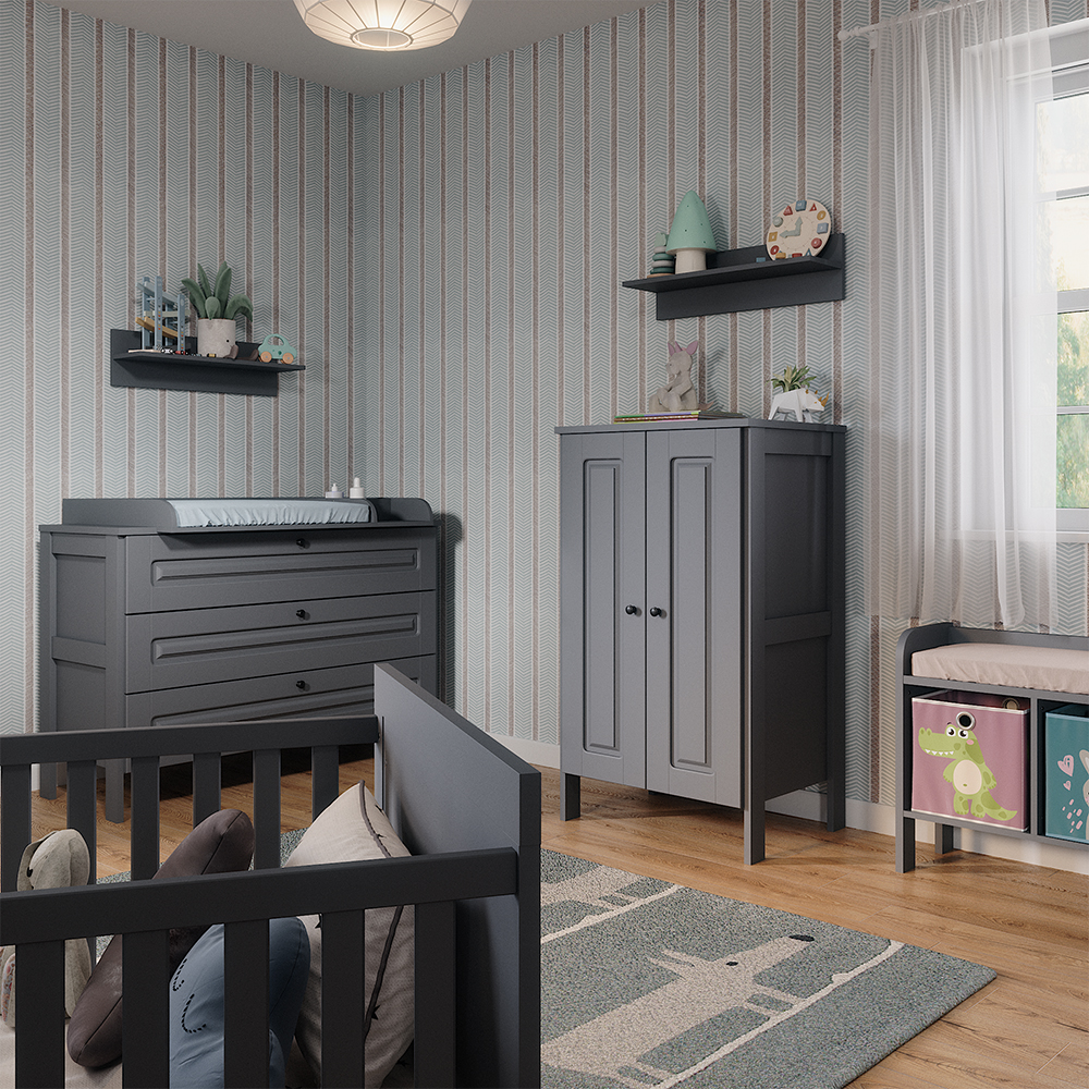 Vitalispa - Kinderkleiderschrank Ajaton, Grau, 70 X 120.6 Cm