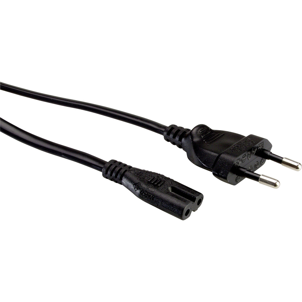 Value Netzkabel Euro-Flachstecker auf C7 (5 m), Stromkabel, Schwarz - Bild 4