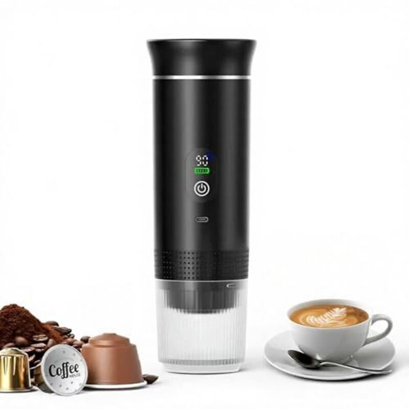 Macchina Da Caffè Espresso Portatile A Riscaldamento Rapido Con Usb-c, 3 In 1, Automatica E Portatile, Facilissima Da Usare, Ideale Per Viaggi, Ufficio E Campeggio (pro 80ml Led)