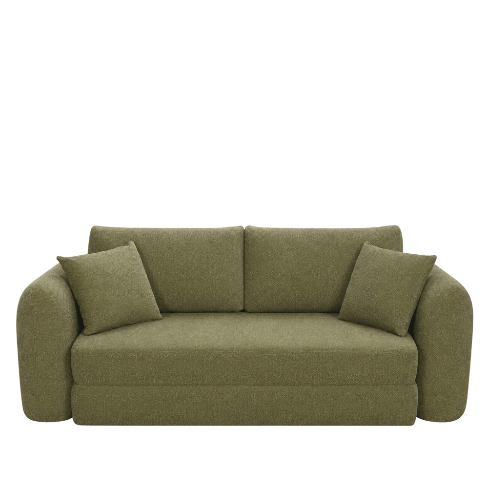 Canapé Convertible Compressé 3 Places En Tissu - Vert - Lou