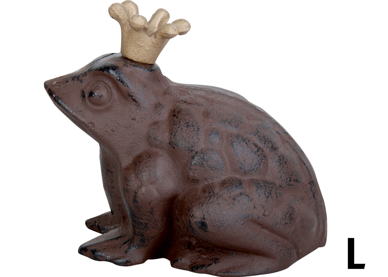 Ac-Deco Braun Esschert Design Froschkönig L & Goldfarben 19,7 Cm - Gusseisen