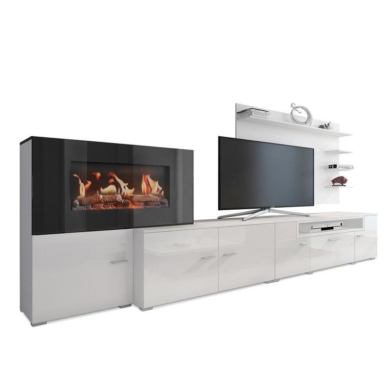 Skraut Home - Meuble De Salon Avec Cheminée Électrique À 5 Niveaux De