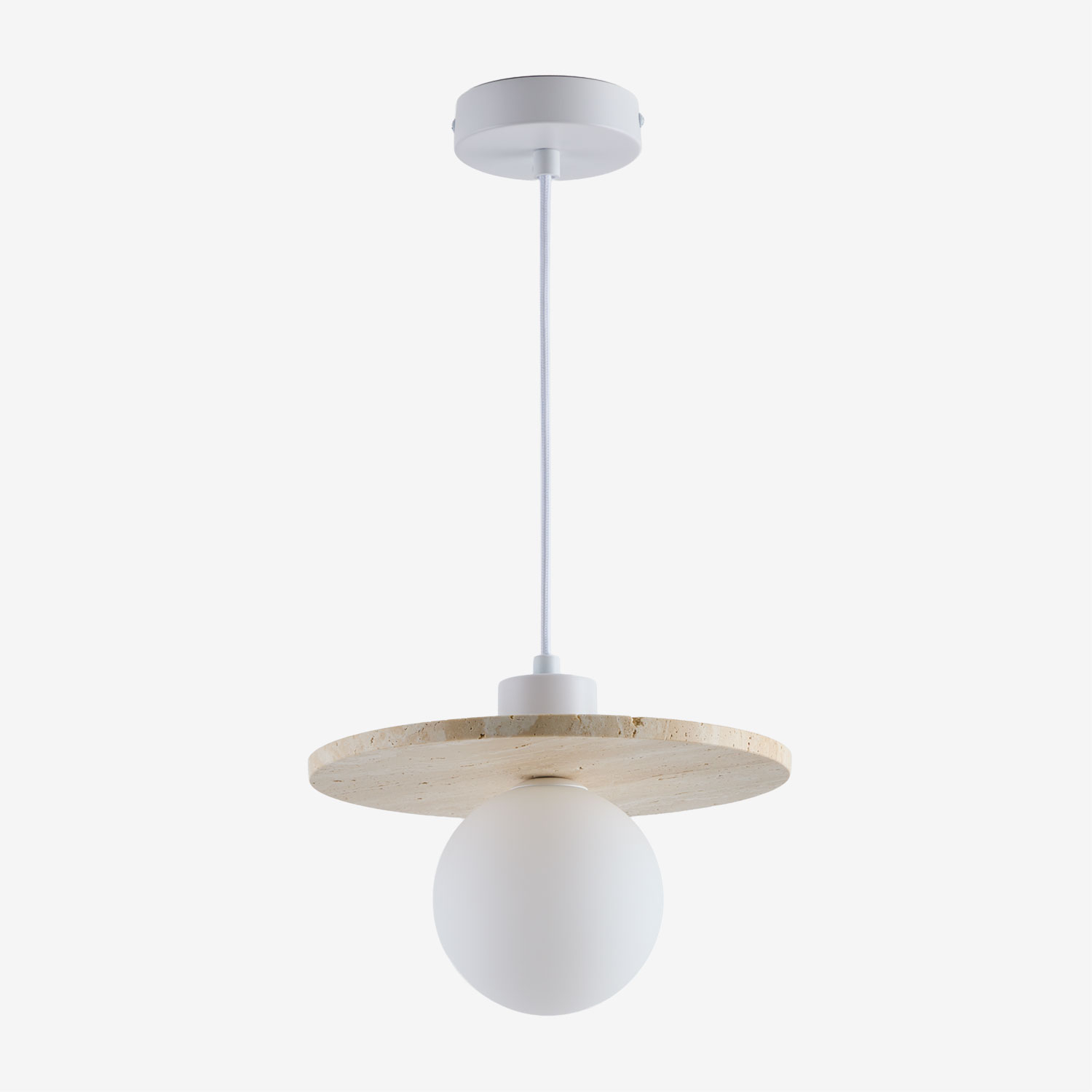 Lampe Suspendue Ø25 Cm En Travertin Avec Boule En Cristal Davise Sklum