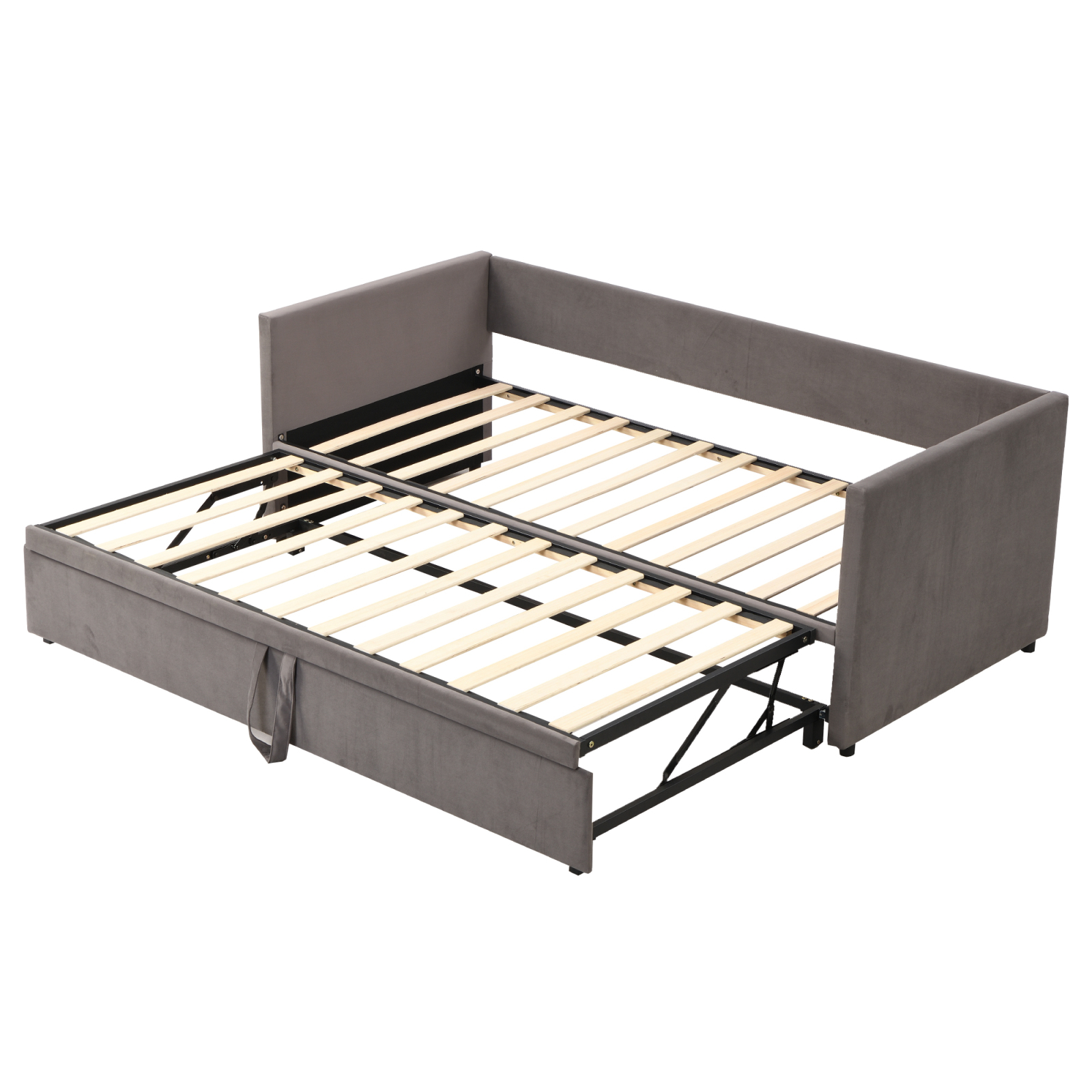 Sunfecili - Canapé-lit Gigogne 90/180x200,lit Rembourré Avec Sommier À Lattes, Lit Multifonctionnel En Tissu Velours Doux Pour La Peau Gris