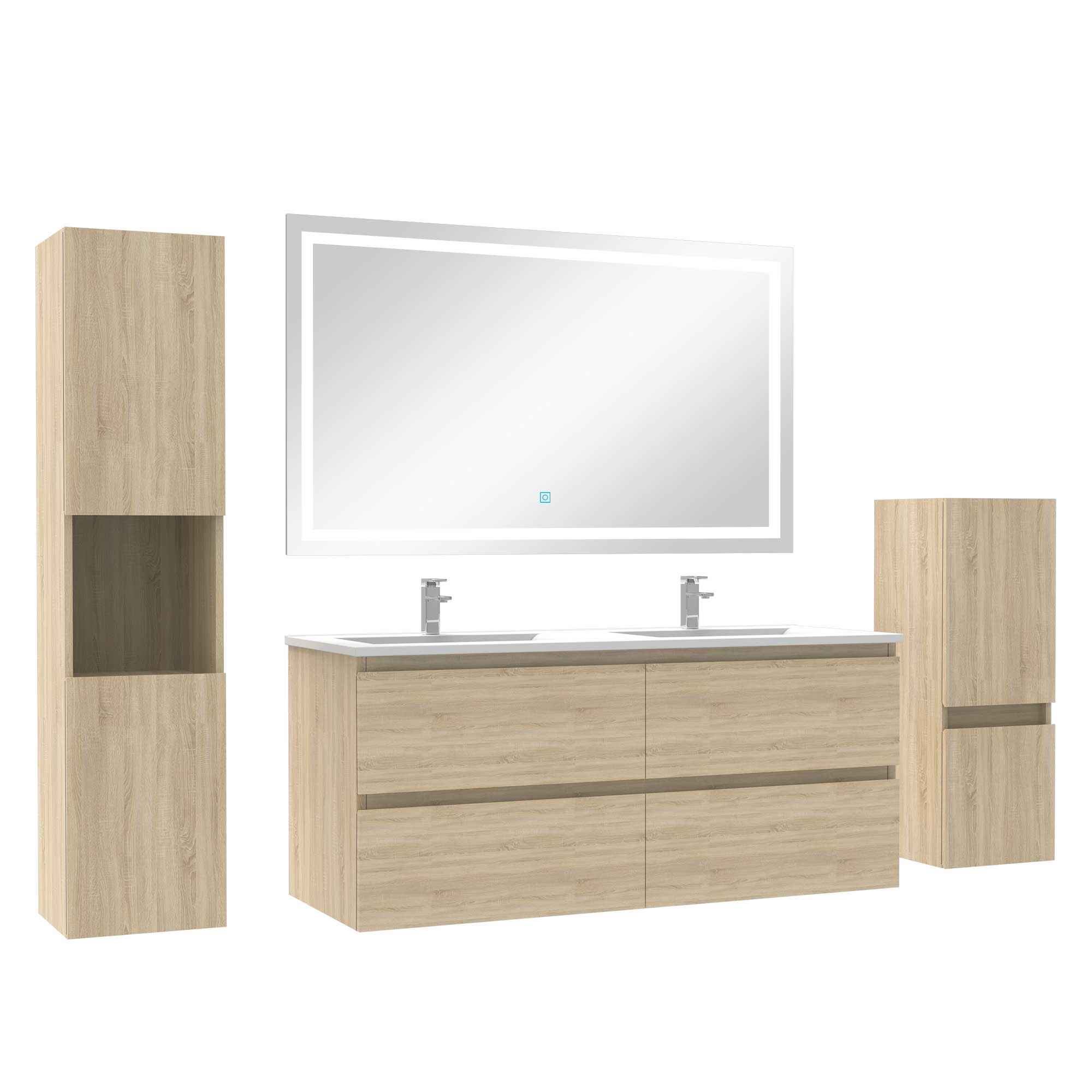 Acezanble - Ensemble Meubles Salle De Bain 120cm Double Vasque +