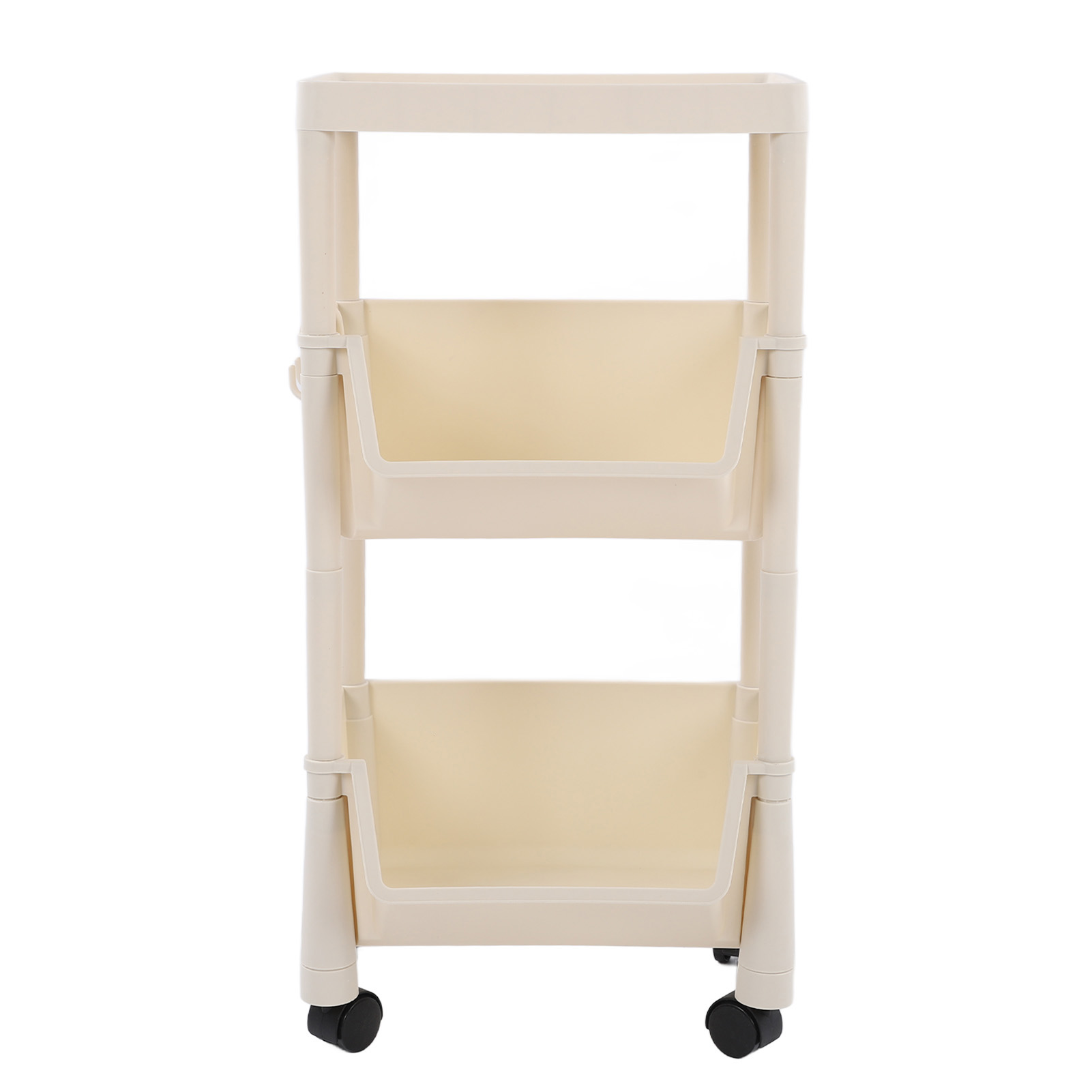 Chariot de rangement roulant à 3 niveaux avec couvercle, roues verrouillables et crochets latéraux