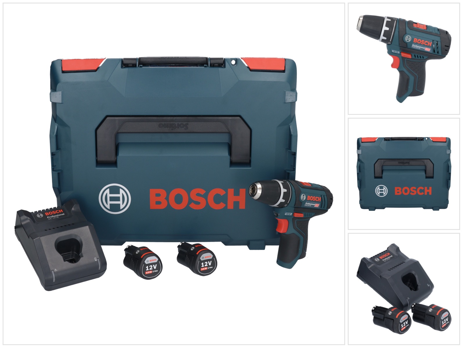 Bosch Gsr 12v-15 Professional Akku Bohrschrauber 12 V 30 Nm + 2x Akku 3, 0 Ah + Ladegerät + L-boxx