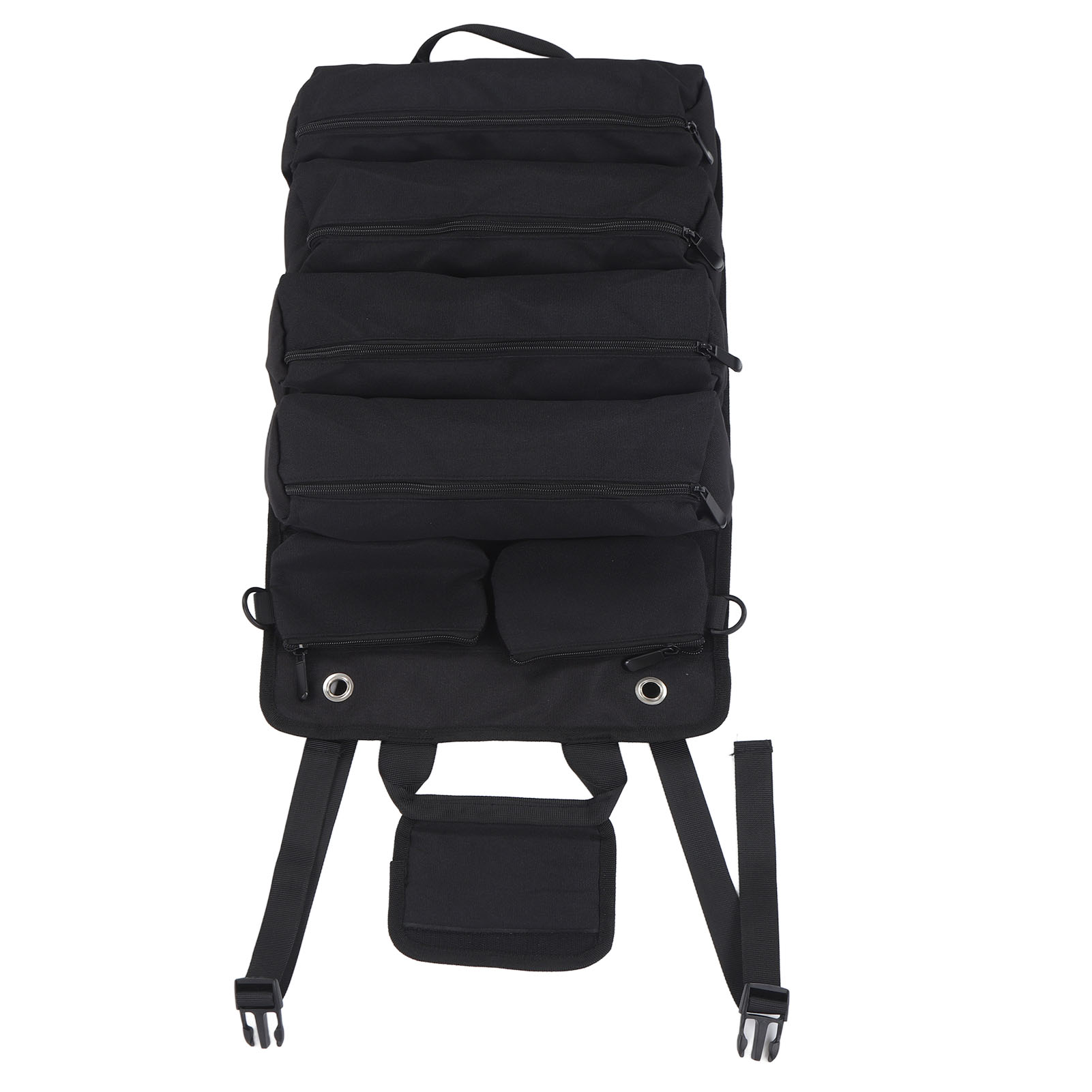 Sac à outils enroulable en toile Oxford, poches séparées, noir, 49 x 33 cm déplié