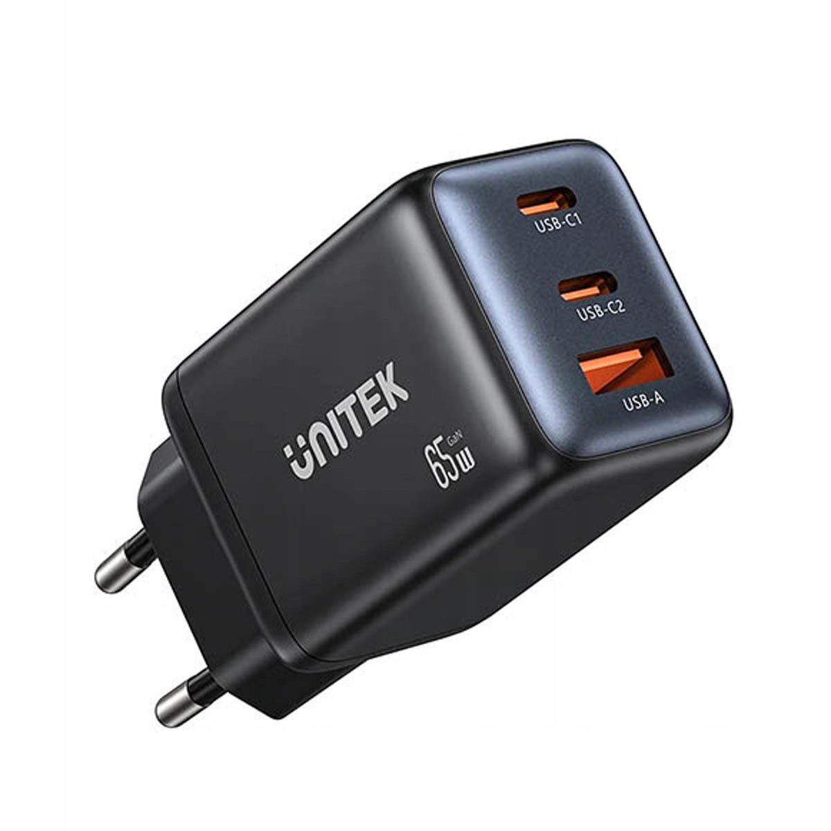 Unitek ŁADOWARKA SIECIOWA GAN 2X USB-C USB-A PD 3.0 65W CZARNA (65 W, 3 Ports), USB Ladegerät, Schwarz - Bild 4