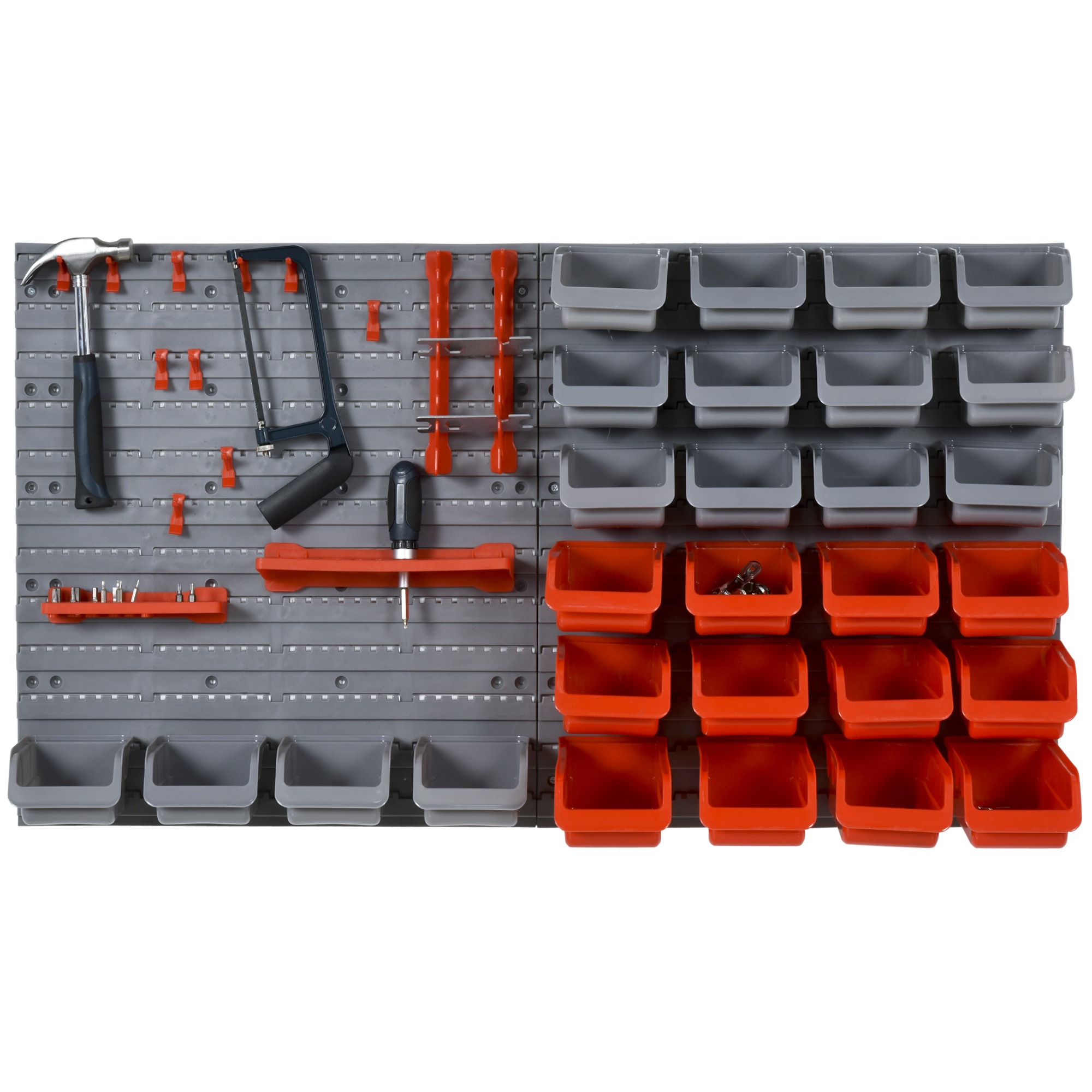 Porte-outils mural 44 boîtes amovibles en polypropylène, 54 x 22 x 95 cm, charge 30 kg