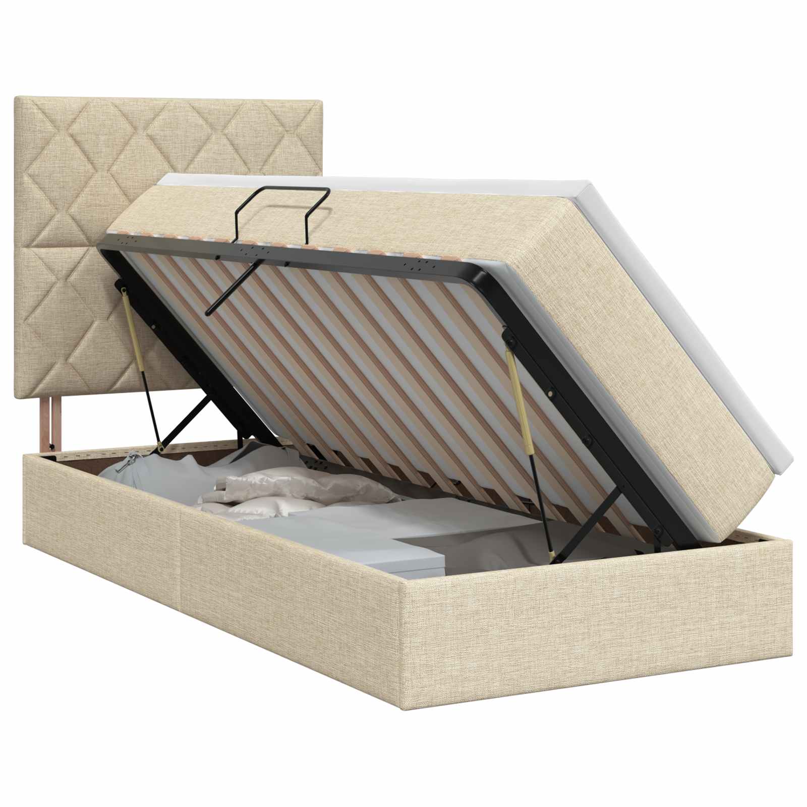 Vidaxl Beige Bett, Aufbewahrungsbett (100 X 200 Cm) - Image 2