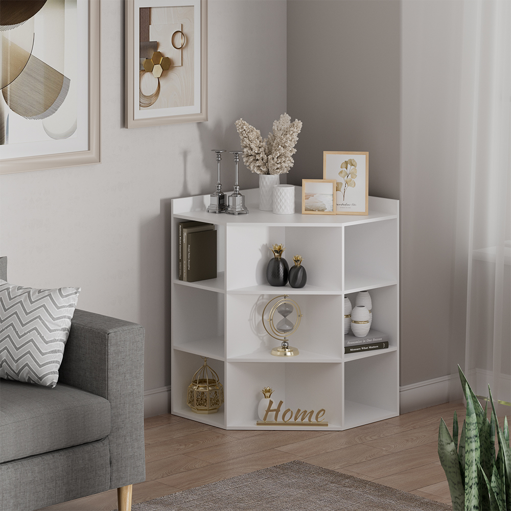 Étagère D'Angle Elina, Blanc, 60x80cm, Vicco