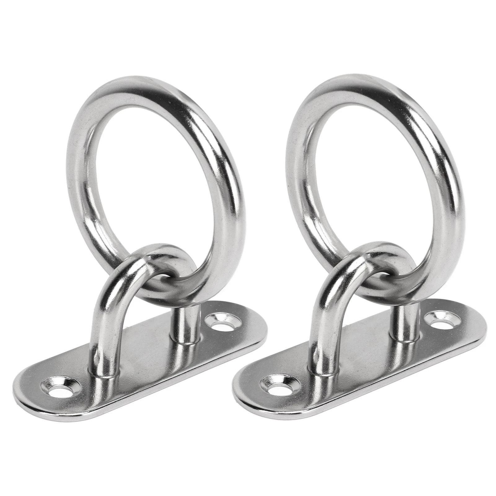 Plaque à œillet inox 304 poli avec anneau rond, 8 mm, lot de 2