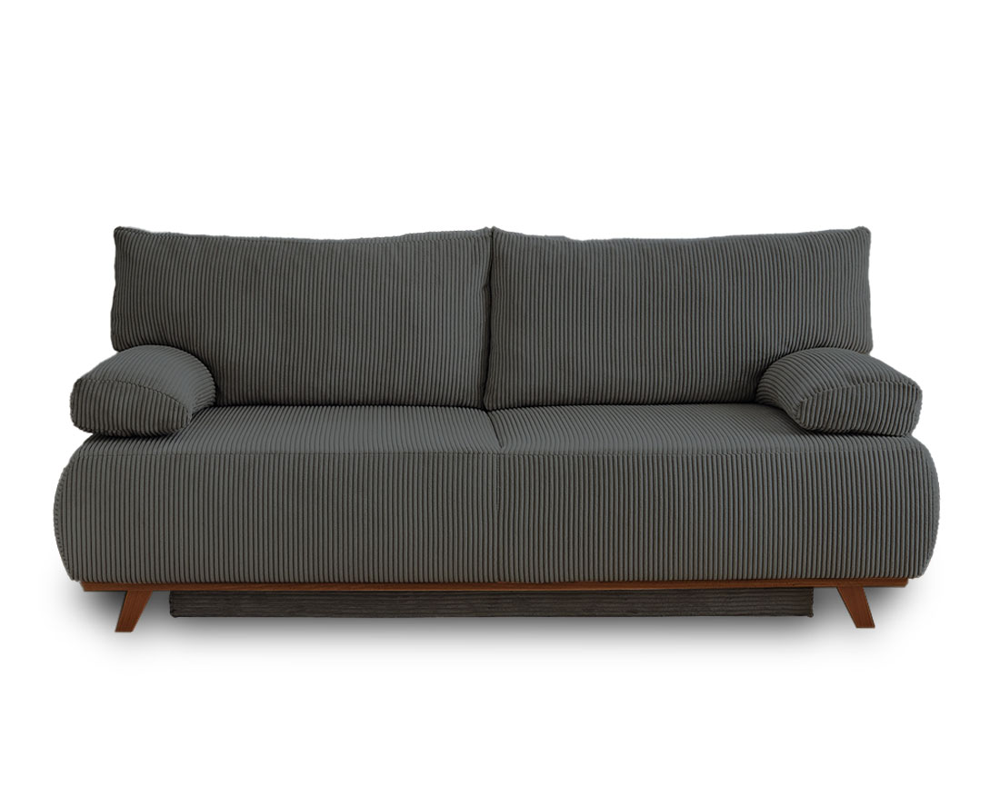 Bestmobilier - Cristal - Canapé 3 Places - Convertible Avec Coffre - En Velours Côtelé - Gris Foncé