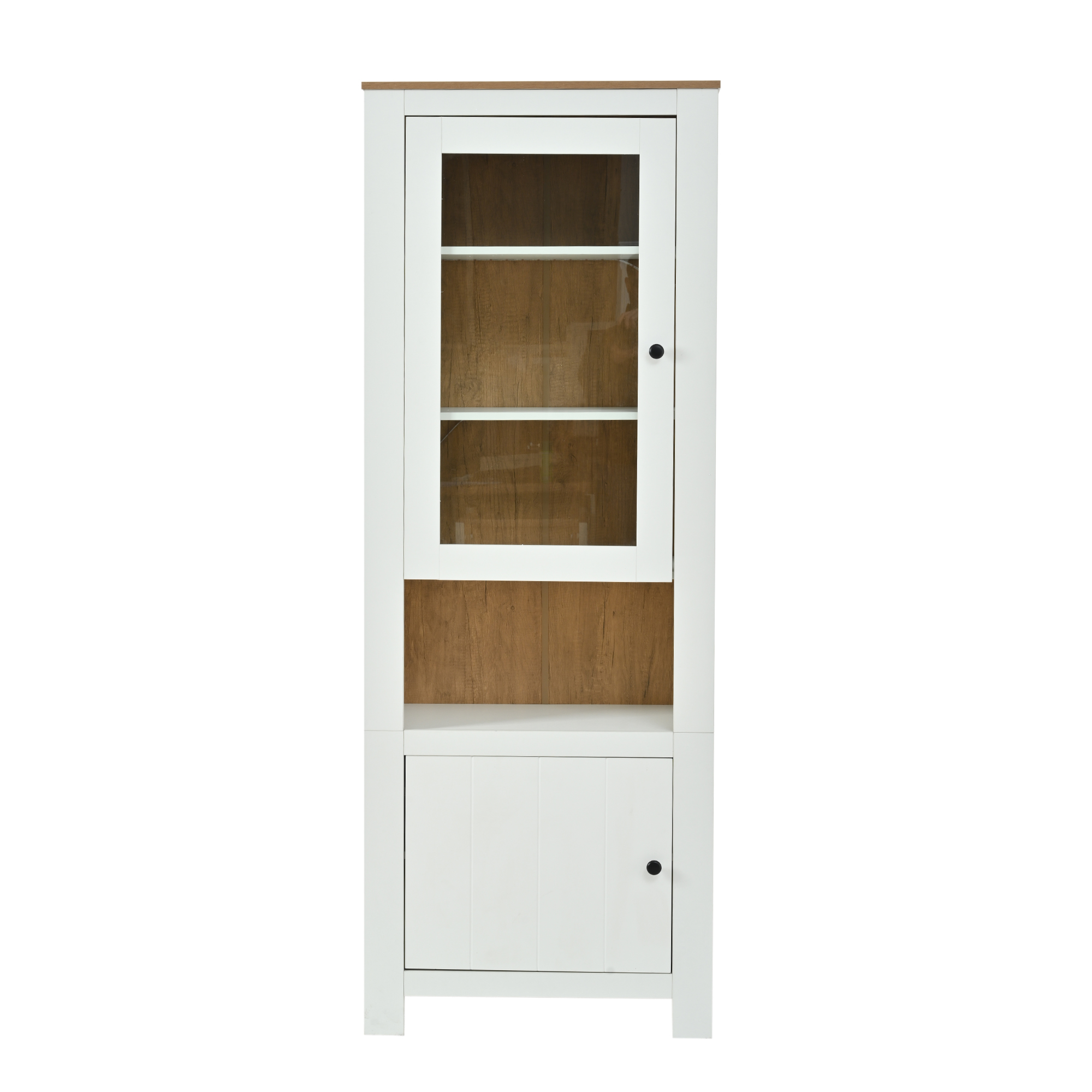 Stilvora Vitrine Mit 2 Türen, 6 Fächern, Verstellbaren Einlegeböden Und Led Für Wohnzimmer, Aus Spanplatte, 70×40×188 Cm, Weiß
