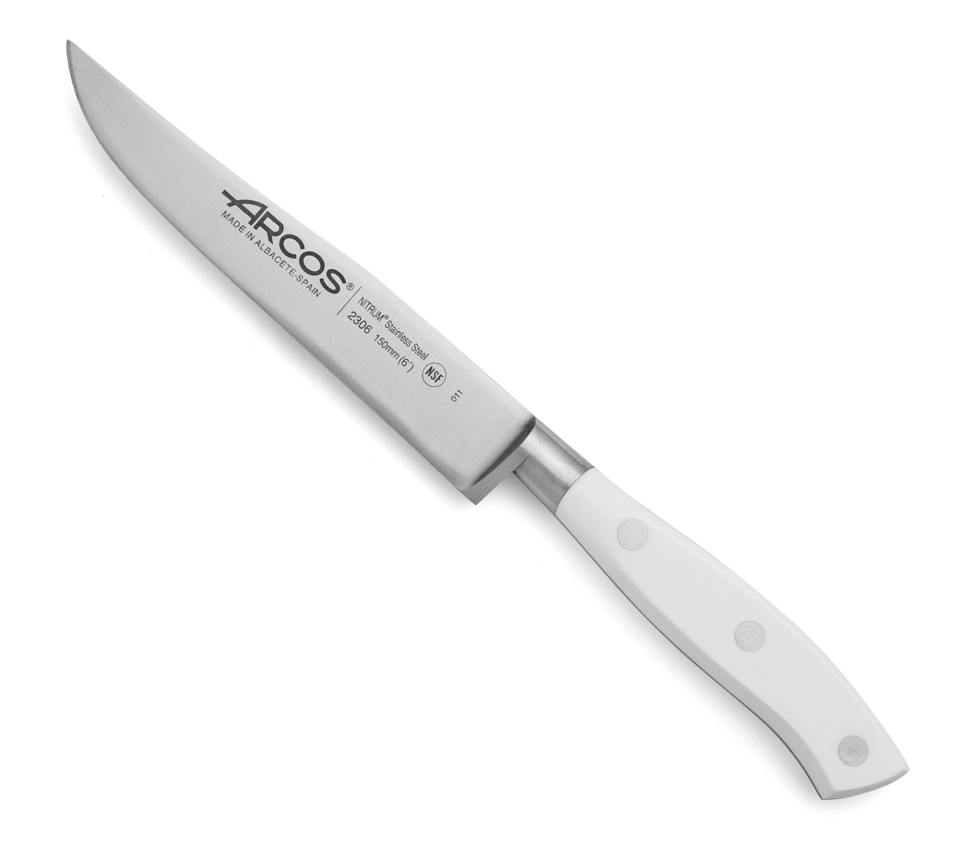 Arcos Weiß Küchenmesser Riviera Blanc 230624 Aus Nitrumstahl, Mit Mango Aus Polyoxymethylen Und 15 Cm Klinge Im Koffer.
