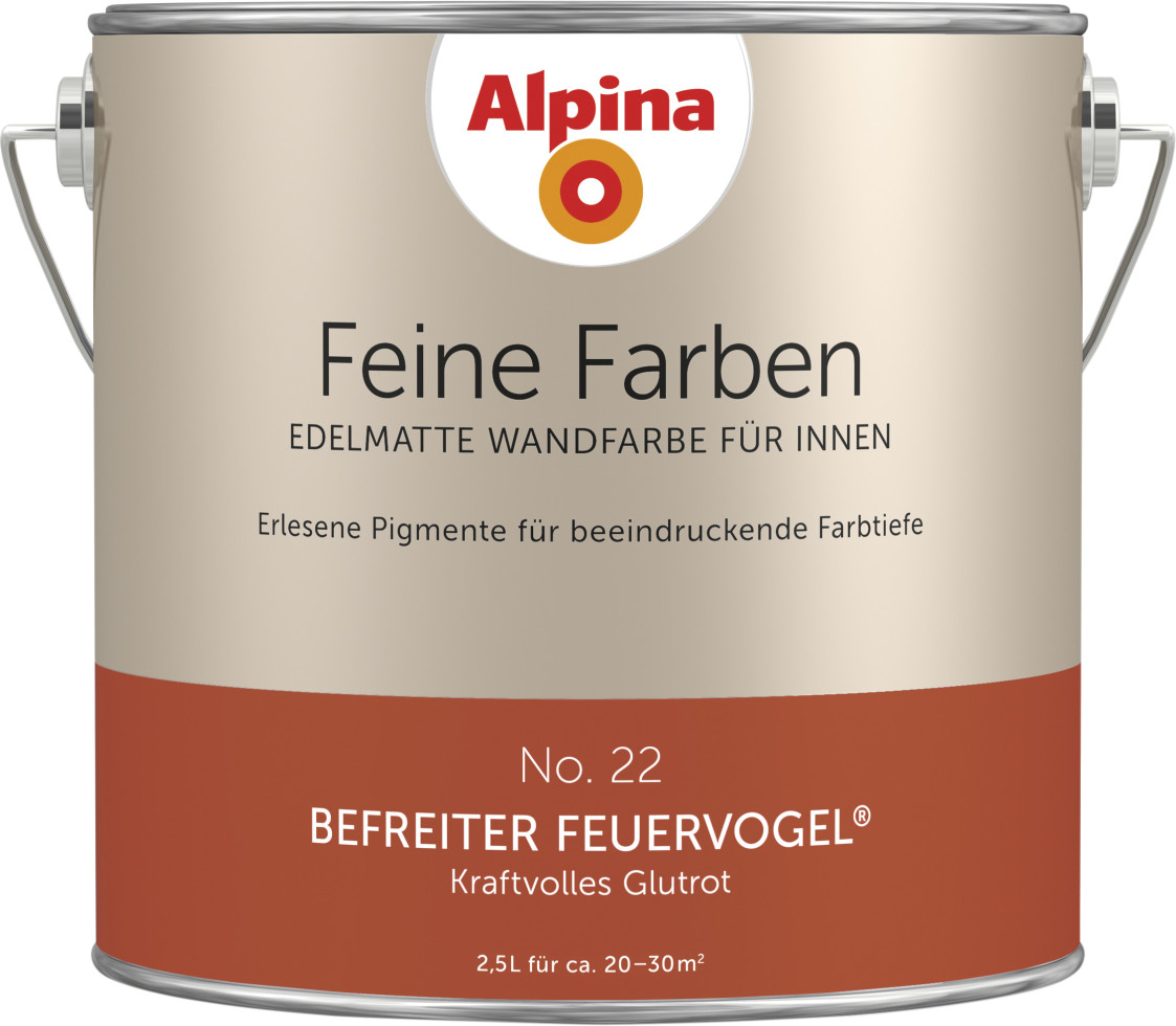 Feine Farbe No 22 2,5 L Kraftvolles Glutrot Befreiter Feuervogel - Alpina