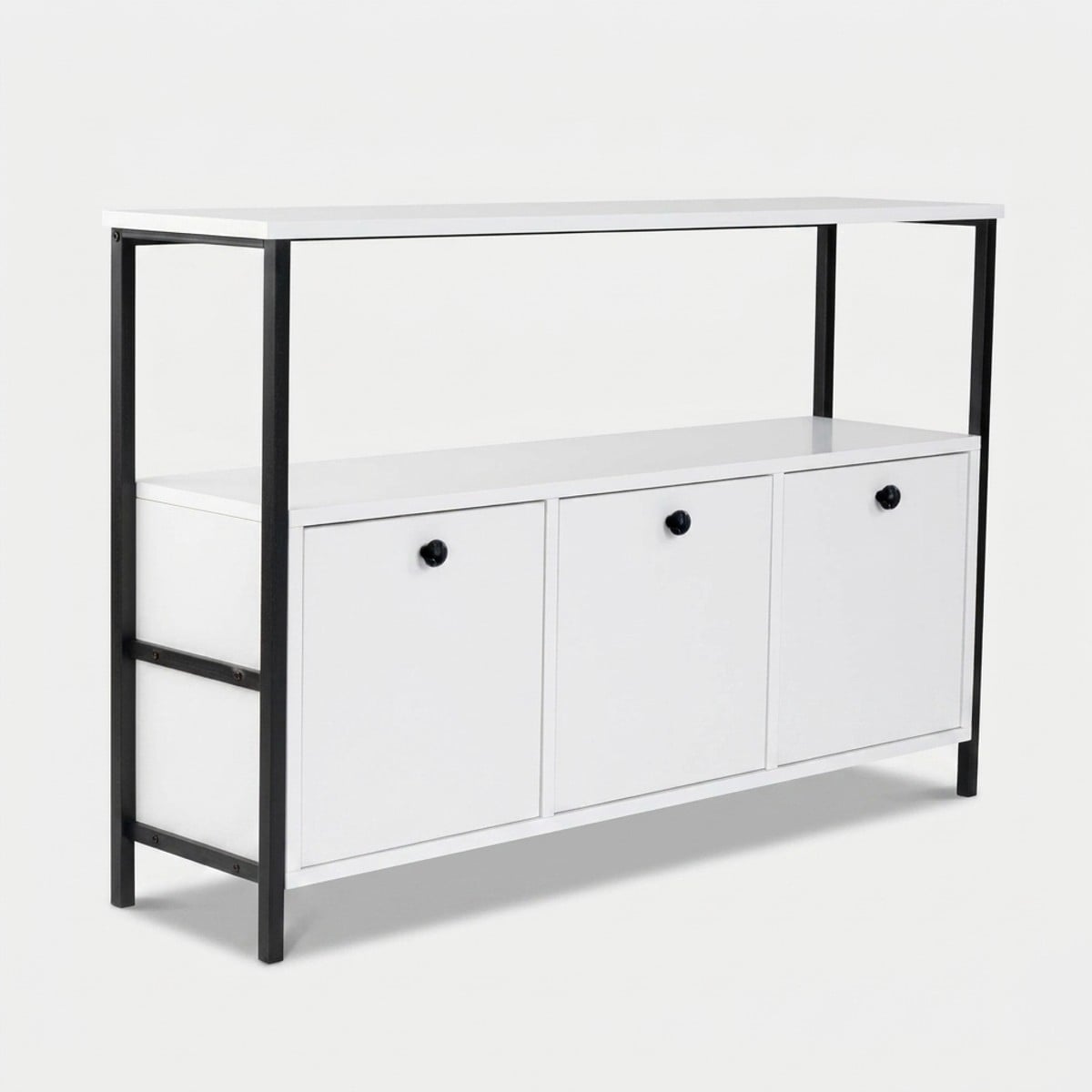 Ahd Amazing Home Design Eingangskommode Mit Metalltüren Und -Regalen In Schwarz Solace - Weiß 8684283440023