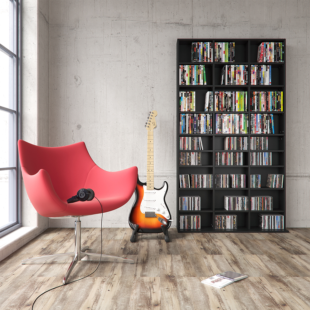Vicco - tagère cd Jukebox, Noir, 102 x 178 cm
