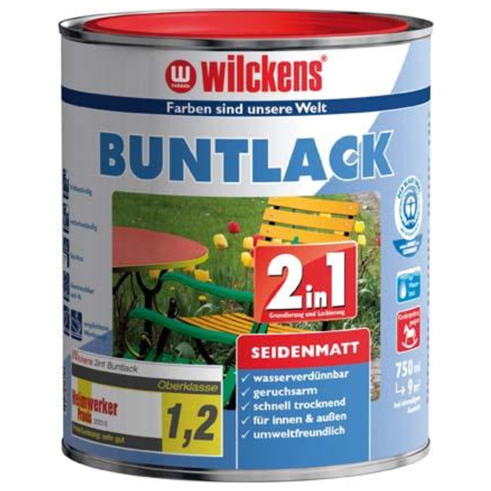 Buntlack 2in1, 750 Ml Seidenma,tiefswz. Ral9005 - Wilckens