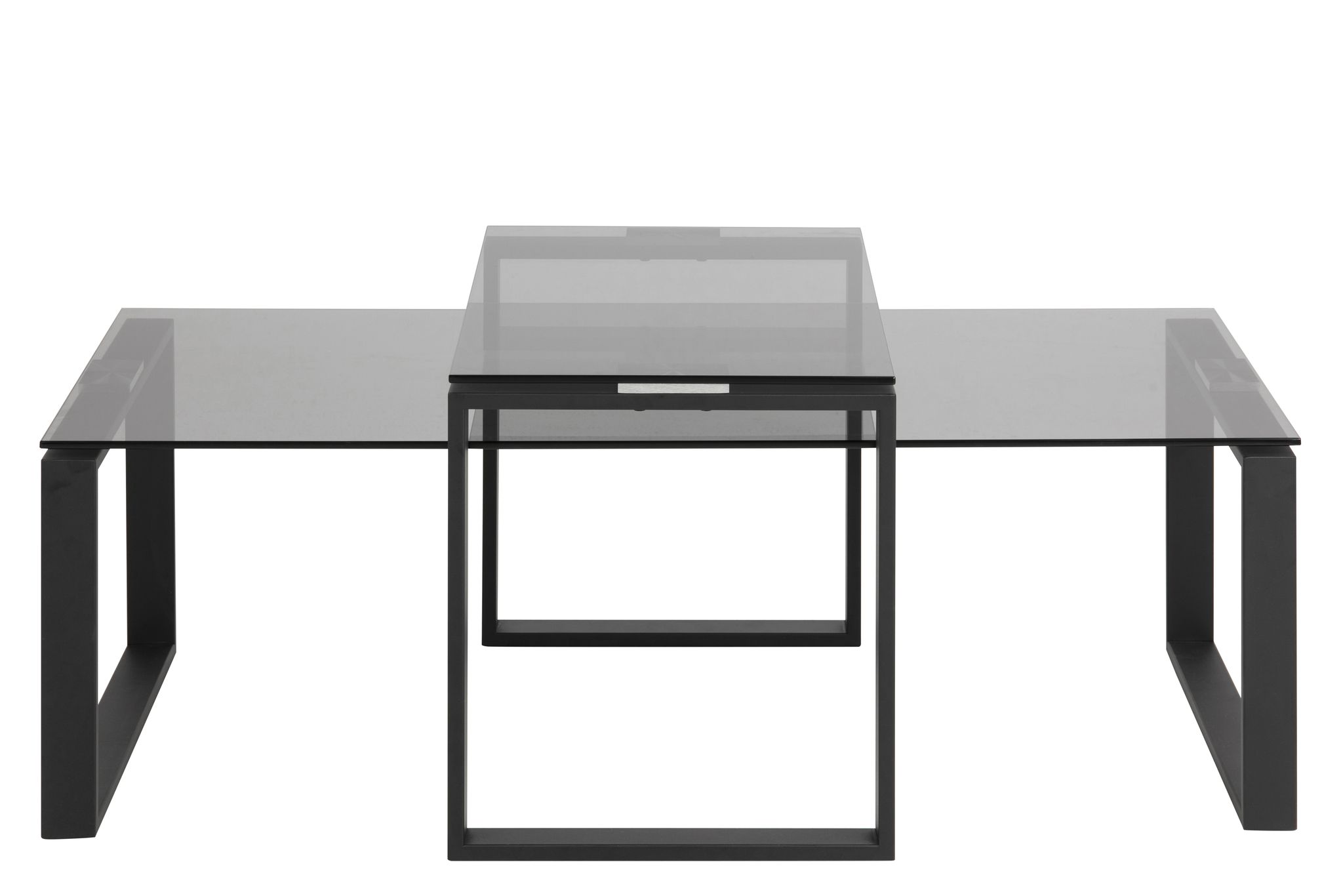 Ebuy24 Schwarz - Kate Couchtisch Set Rauchfarbenes Glas Und Metall Matt
