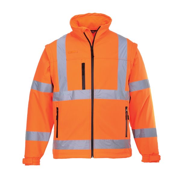 Portwest S428 Warnschutz-Softshell-Jacke Fleecegefüttert Abnehmbare Ärmel | Orange, L, EN ISO 20471, UPF 40+, Unisex, Polyester Bahn, Brusttasche mit Reißverschluss, 6% Elasthan, Wasserabweisend - Bild 4