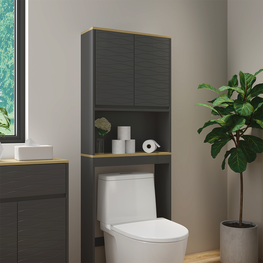 Vicco - Armoire De Toilette Livia, Anthracite, 60x163cm
