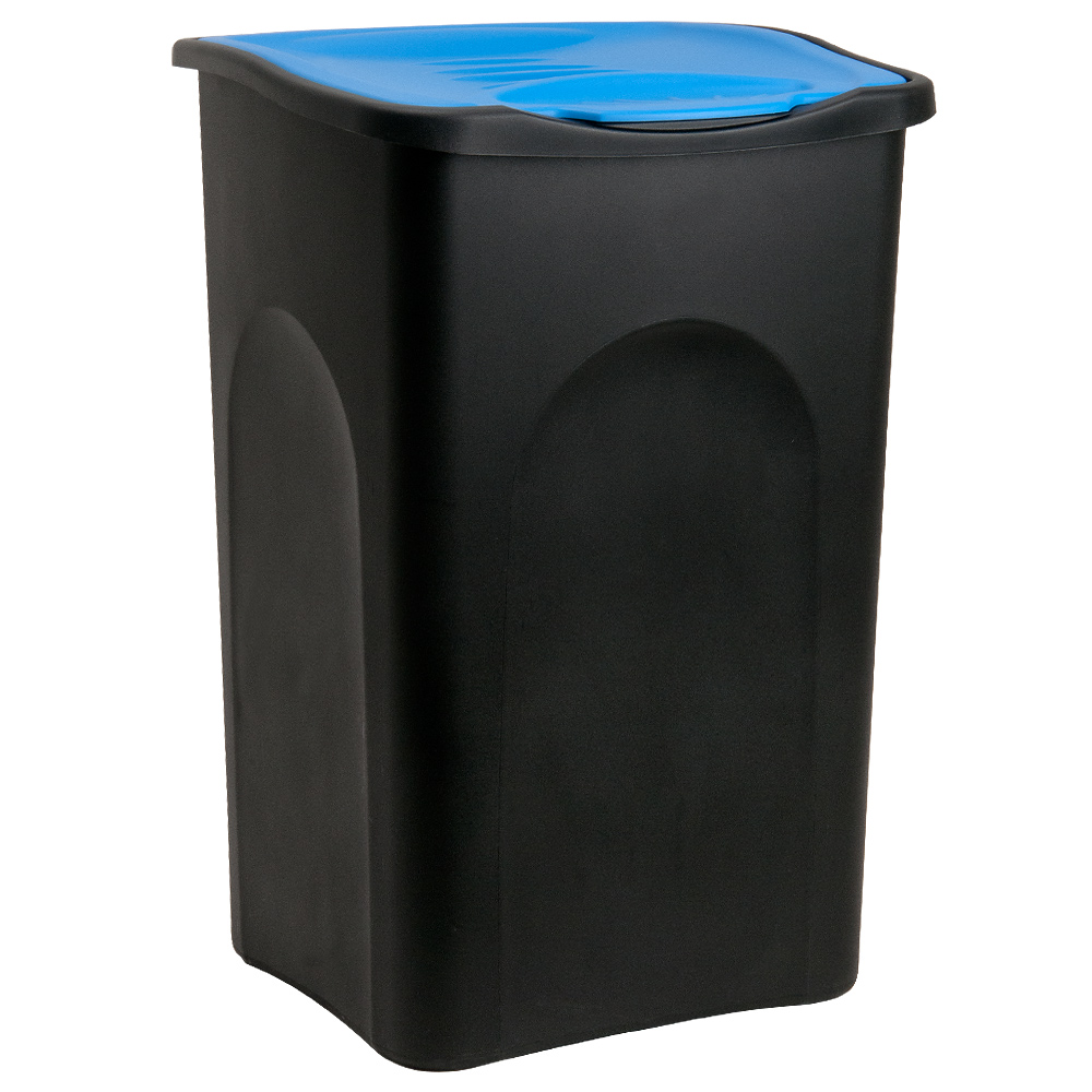 Mülleimer Mit Deckel 50l Abfalleimer Geruchsarm Küche Bad Biomüll Gelber Sack Kunststoff Mülltrennung Schwarz/blau - Stefanplast